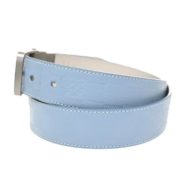 LOUIS VUITTON LV Logo Belt 90/36 Damier Infini leather Blue
